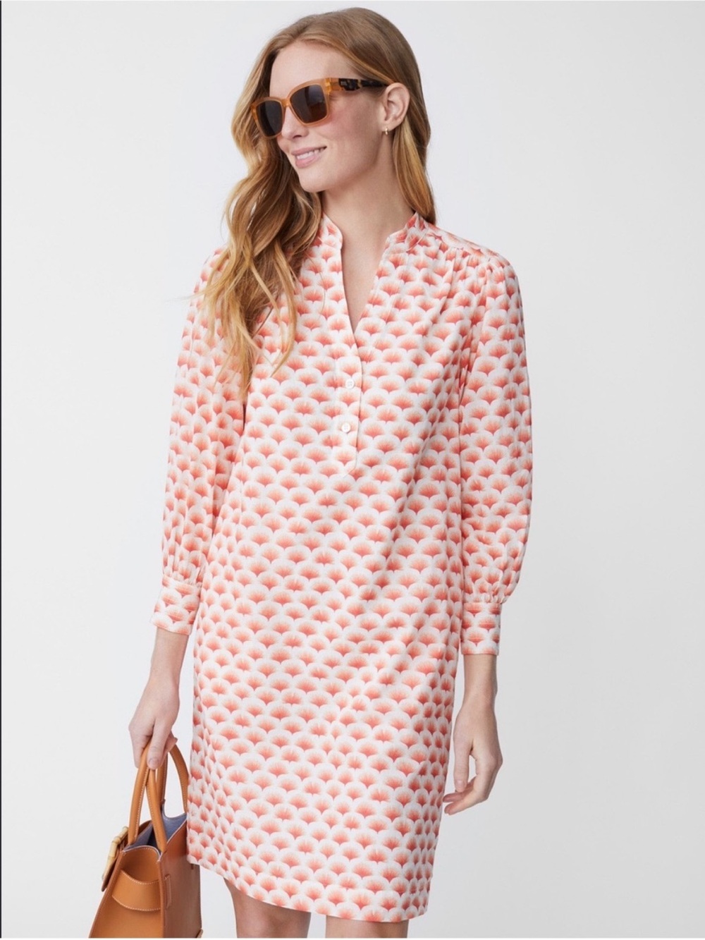 J. McLaughlin Hollins Dress Women's XL Orange Cotton Poplin Long Sleeve Sheath